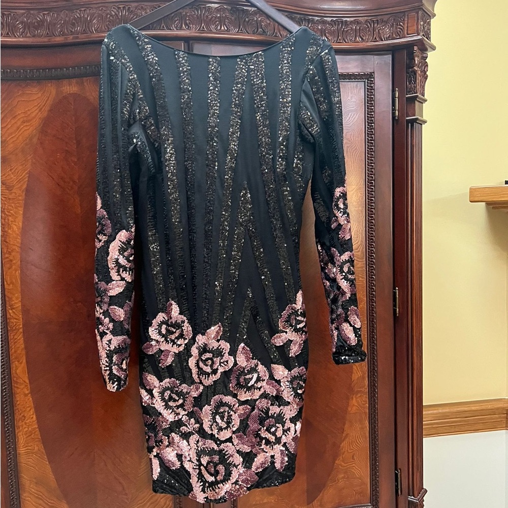 Dress the population black sequins dress